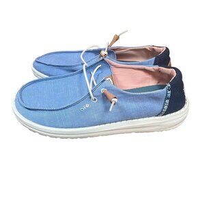 Hey Dude Wendy Chambray Boho Women's Casual Shoes, Blue, W9